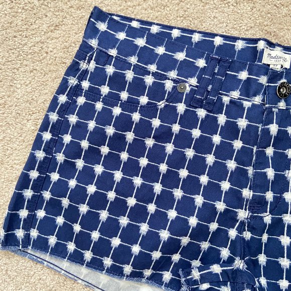 NWOT Madewell indigo and white cutoff shorts 27 - Picture 2 of 5